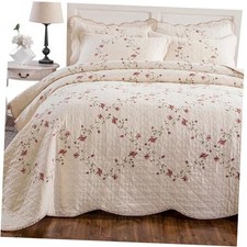 Quilt Set Classical 3D Floral Embroidery Pattern King A Pink Floral Embroidery
