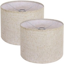 Beige Lamp Shades Set of 2 Large Drum Lampshades 13''Top X 13'' Bottom X 10''...