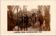 Real Photo March 1936 Flood Water & Home At Chester CT Connecticut RPPC Y621
