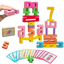 20Pcs Wooden Number Building Blocks,Montessori Blocks Small, 20pcs