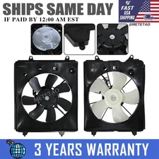 Pair AC Condenser Radiator Cooling Fan Assy Fit 2010-2016 Honda CR-V CRV 2.4L S+
