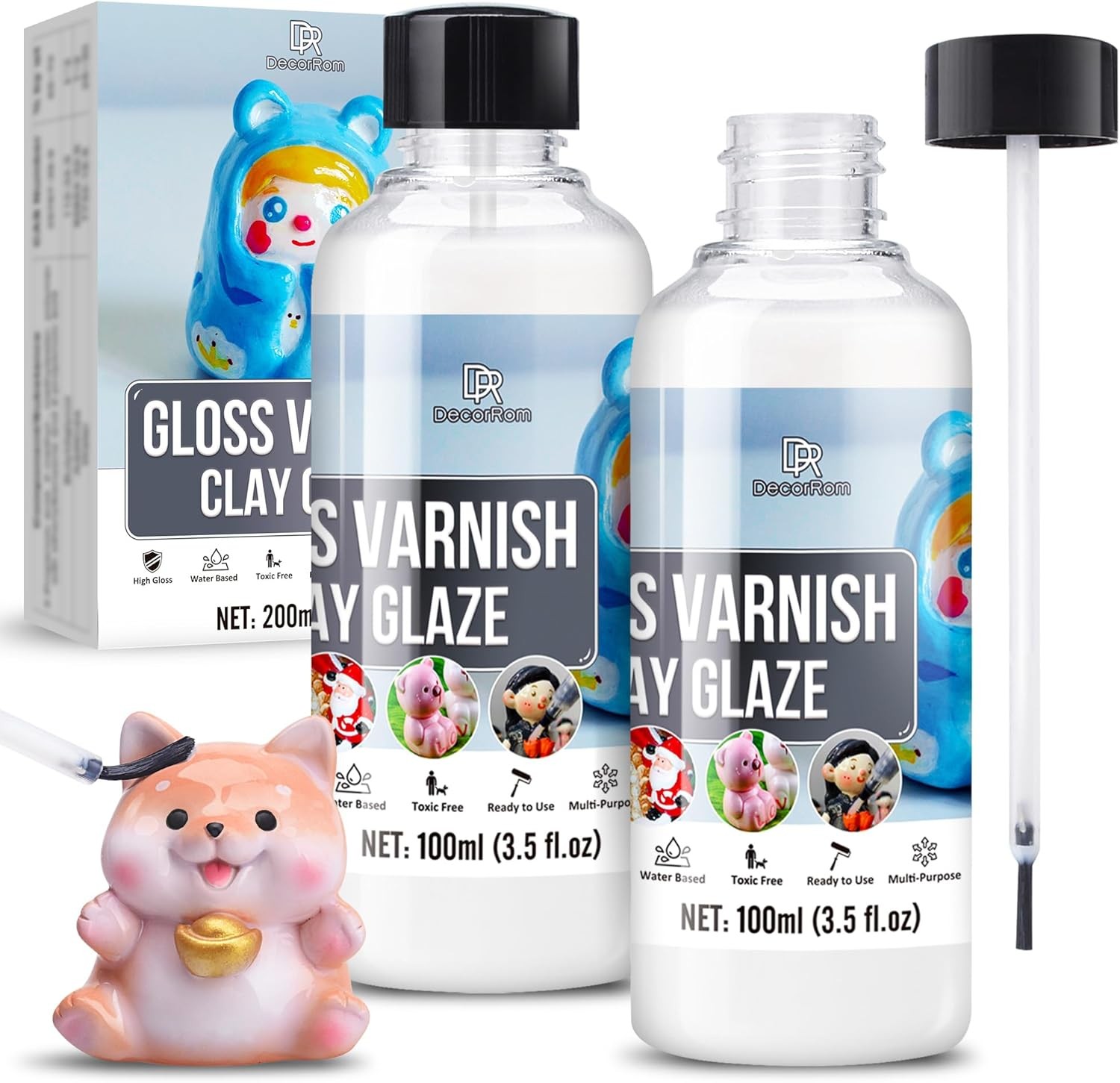 Air Dry Clay Glaze - 200ml High Gloss Polymer Clay Varnish & Sealant - Waterpro