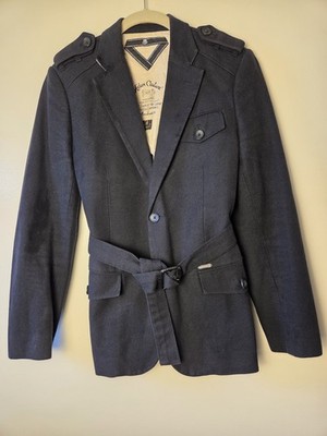 Adam Couture Scotch & Soda Rare Belted Black Jacket Blazer Size S 46 Old Money