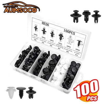 100PCS Retainer Clips Body Bumper Rivet Retainer Trim Molding Push Pin Clips kit