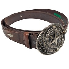 Resistol Western Concho Belt Men 40 Brown Full Grain Leather Texas Star Buckle
