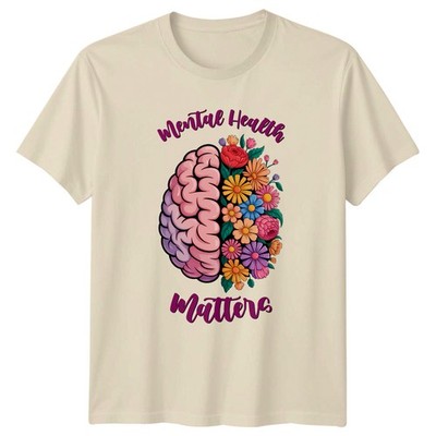 Mental Health Matters T-Shirt Floral Brain Awareness Support