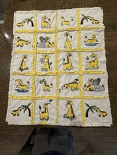 Embroidered Giraffe crib baby blanket hand quilted 4 Layers Of Fleece 39  X 47  
