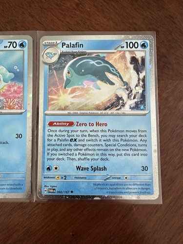 Palafin 060/167 Finizen 059/167 Pokemon Cosmo Holo set promozionale quasi nuovo swirl - Foto 10 di 13