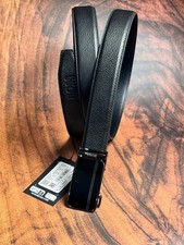 Hugo Boss Men Ratchet Buckle Black Grained Leather  Belt