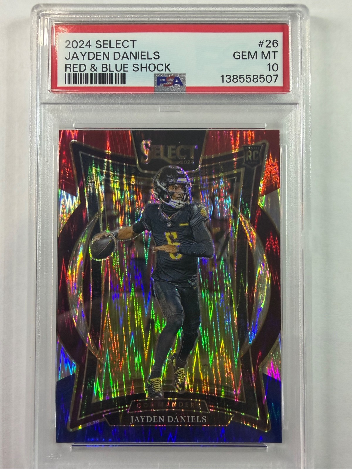 Jayden Daniels Panini Select #26 Red & Blue Shock