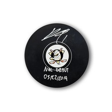 Lukas Dostal Autographed Anaheim Ducks Hockey Puck Inscribed NHL Debut