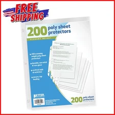 200-PIECES POLY SHEET PROTECTORS Clear Page 3 Ring Binder Plastic Page Sleeves