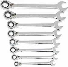 8 Pc. 12 Pt. Reversible Ratcheting Combination Wrench Set, Metric - 9543