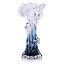 Hand Blown Blue Glass Vase, Unique Art Beautiful Ocean Glass Vase for Coastal...