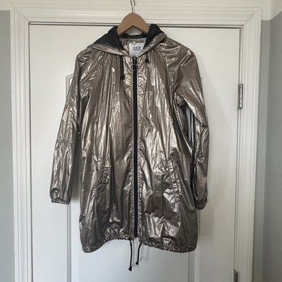 ZARA Basic Dept Denim Z1975  Silver Hooded Women's  Jacket Windbreaker Sz XS