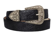 Black Western Wear Cowboy Belt Tooled Genuine Leather Rodeo Cinto Vaquero