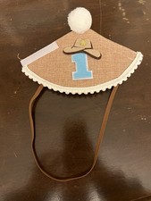 Cowboy Birthday Party Hat with Pom Pom, Number 1, Adjustable, Baby Toddler