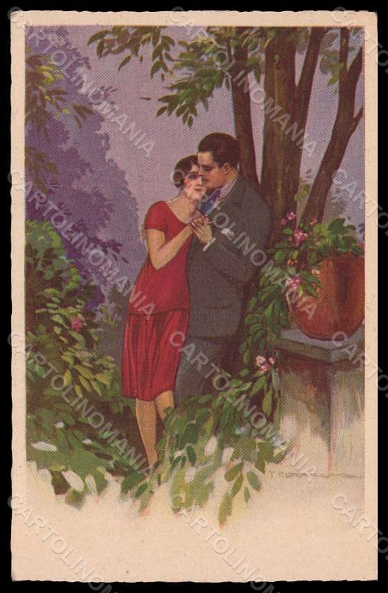 Artista Firmato Corbella Romantico Coppia Lady Art Deco Degami serie 62 pz VK7315