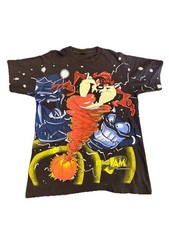Vintage Space Jam Taz AOP Single Stitch Shirt Size Lrg/XL Authentic Original
