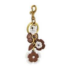 Flower Bag Charms for Women Purse Charms for Handbags Leather Flower A:brown