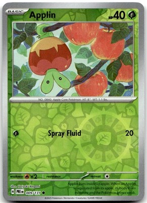 Applin 009/131 Common Prismatic Evolutions Pokemon Reverse Holo Near Mint