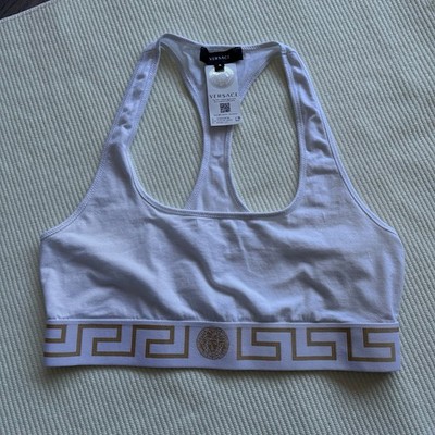 Versace White Scoop Greca Sports Bra Size 4
