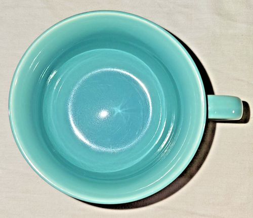 Vtg Montgomery Ward Color Connection Stoneware 4 Coffee Tea Cups 4 Saucers Teal - Picture 8 of 12