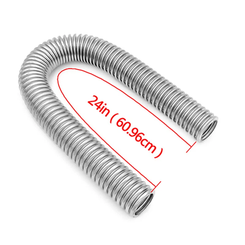 US Stainless Steel 24inch Upper/Lower Radiator Hose Kit w/Chrome Caps Durable — 第 3/4 张图片