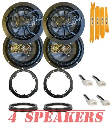 SOUNDSTREAM 4) 300 Watts 6.5" PS-65 Front & Rear Coaxial Speakers for 2015-2022 Ford Mustang