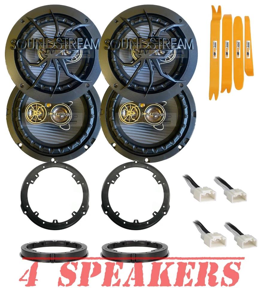 SOUNDSTREAM 4) 300 Watts 6.5" PS-65 Front/Rear Coaxial Speakers for 2013-UP Ford Vehicles