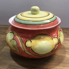 Belari Handmade Hand Painted in Italy Canister Lided Lemons