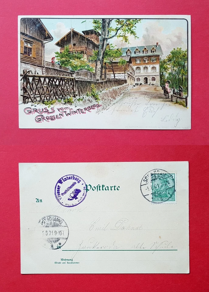 Litho AK Sächsische Schweiz 1901 Grossen Winterberg mit Stempel Posthilf.( 39544 - Bild 1 von 1