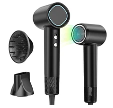 Lightweight Travel Hair Dryer, Fast-Drying Blow Dryer with Diffuser (Black)