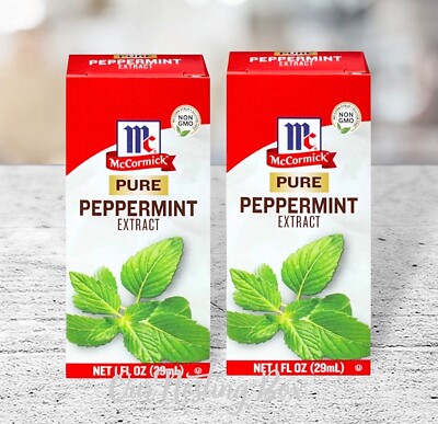 2 McCormick Pure Peppermint Extract, 1 fl oz ~ Made W/ Real Peppermint Non-GMO