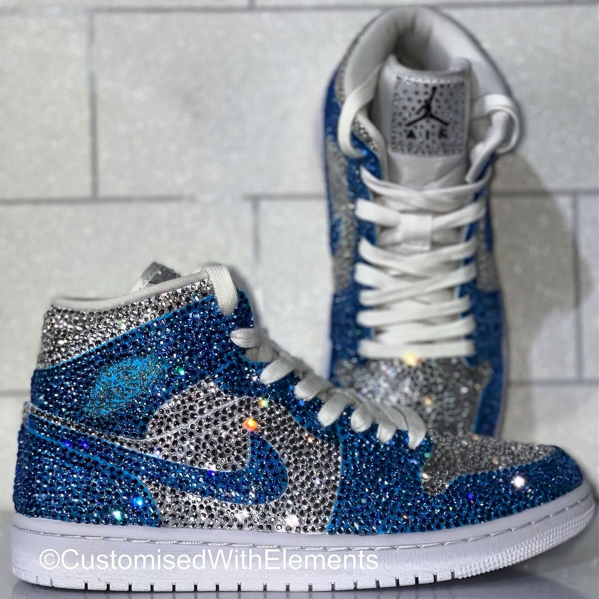Crystal Nike Air Jordan 1 Mid UK 5.5 Fully Custom | eBay Crystal Nike Air Jordan 1 Mid UK 5.5 Fully Custom | eBay
