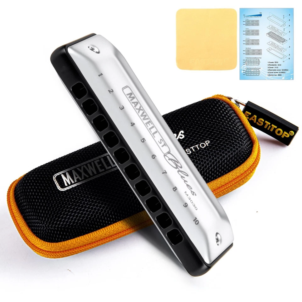 MAXWELL ST Blues Harmonica C Professional 10Holes MS030 Blues Harp Mouth Organ
