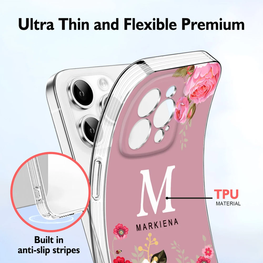 Floral TPU Phone Case for iPhone 15 16 Plus 14 13 12 11 XS Pro Max