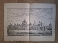 Antique Architectural Lithograph . C1884. New Admiralty And War Offices. London 