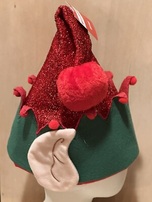 Christmas Festive Elf Santa Hat with Built in Ears / NWT