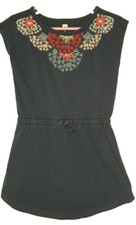 Girls Embroidered Dress Blue Cotton Pullover Size 4 Tea
