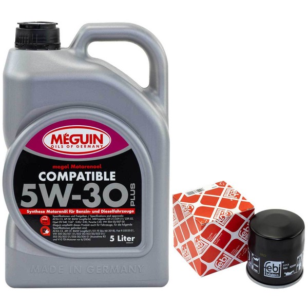 MotoröL Set 5W-30 Meguin 5 Liter + ÖLfilter 32099 FüR Mazda Nissan Juke Subaru-image