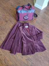 JH Collectibles 2pc Vintage Plum Velvet Skirt Suit Size 10