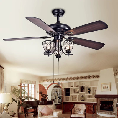 52 Crystal Branched Lamp Ceiling Fan Elegant Designer Light Unique Fancy Black 653341859099 Ebay