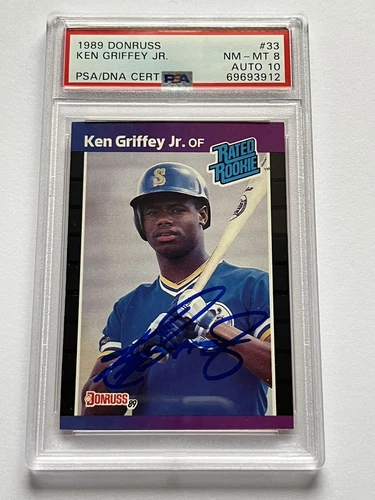 1989 Donruss #33 Ken Griffey Jr. Signed Rookie Card RC PSA 8 PSA 10 AUTO
