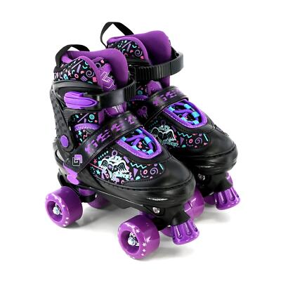 Kids Wheel Quad Purple Roller Skates Boots For Girls Boys