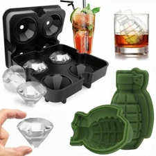 ICE Balls Maker Diamond Grenade Tray Mold Cube Whiskey Cocktails Silicone 3D USA