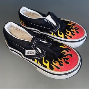 red fire slip on vans