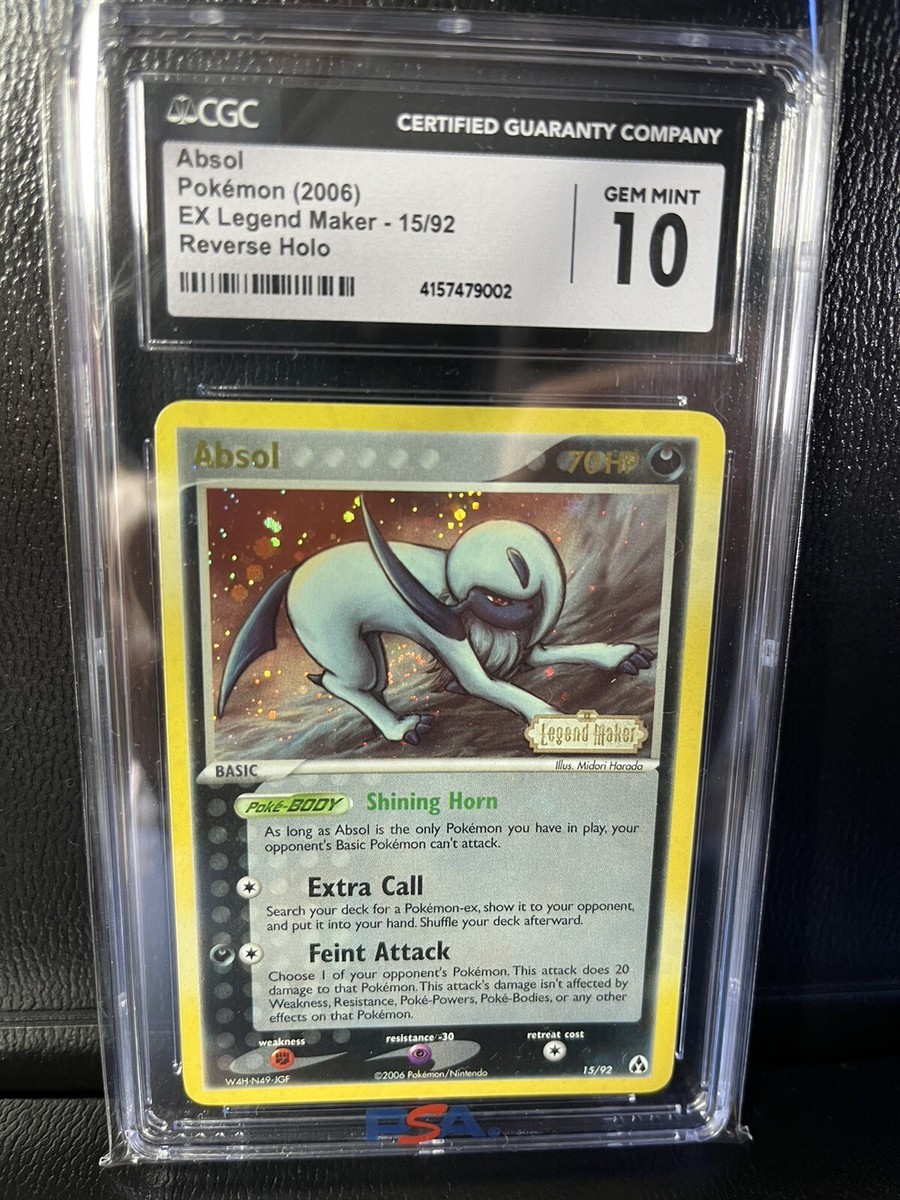 CGC 10 🌀 Absol Reverse Holo Rare 15/92 EX Legend Maker Pokemon