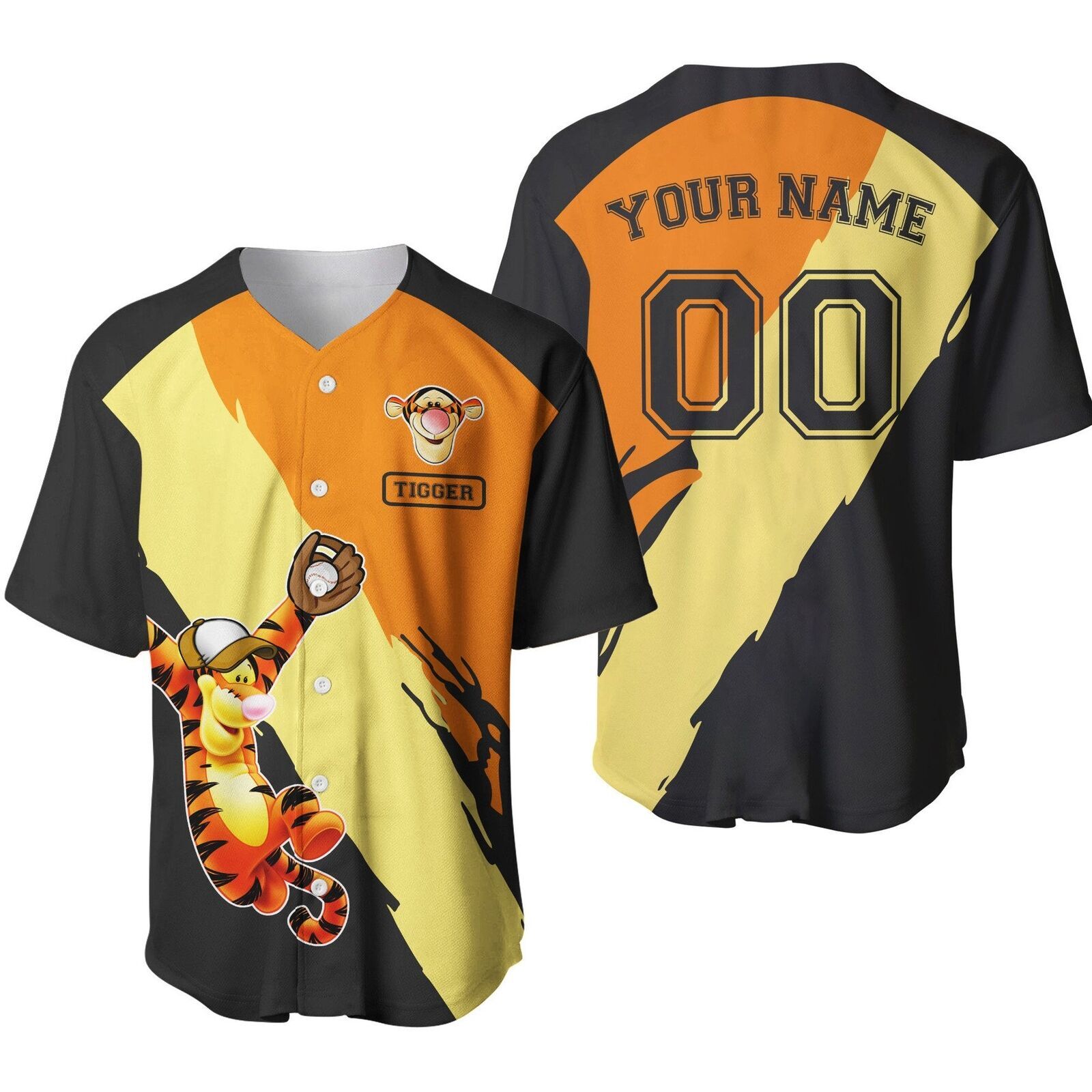 Personalized Tigger Catching Ball Winnie The Pooh Disney Baseball Jersey