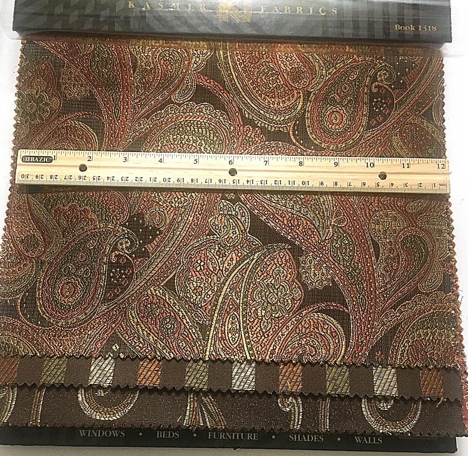 Kasmir Fabrics Designer Paisley Striped Floral Sample Book Red Black Beige Gold - Image 2 of 4